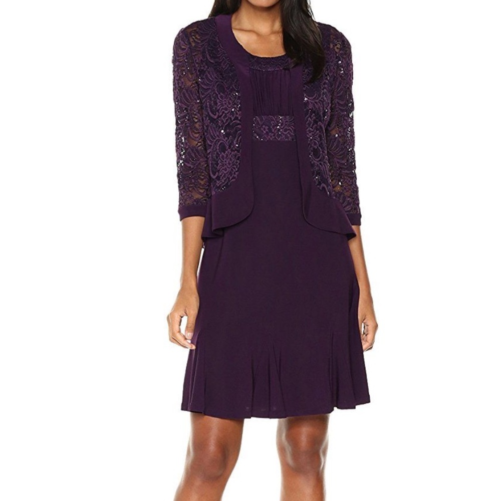 R&M Richards two-piece cocktail with a sequined lace jacket